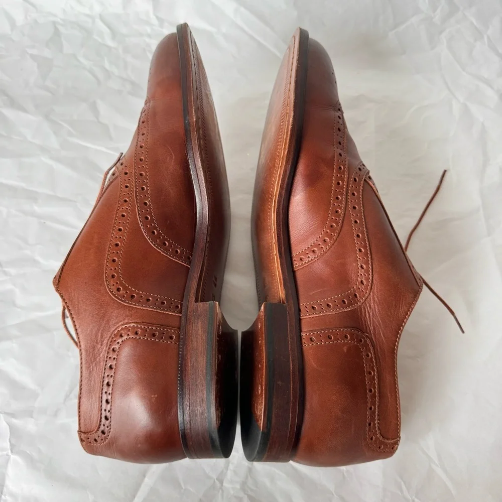 McCarren & Sons Tan Brown Brogued Oxfords Genuine Leather